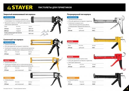 Пистолет для герметика STAYER &quot;PROFESSIONAL&quot; 0673-31, закрытый, алюминиевый корпус, 310мл 0673-31 купить в Магнитогорске