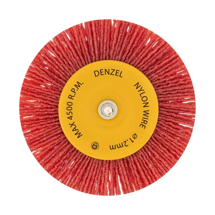 Щетка для дрели Denzel, 100 мм, Плоская, со шпилькой, нейлоновая щетина, 74434 купить в Магнитогорске