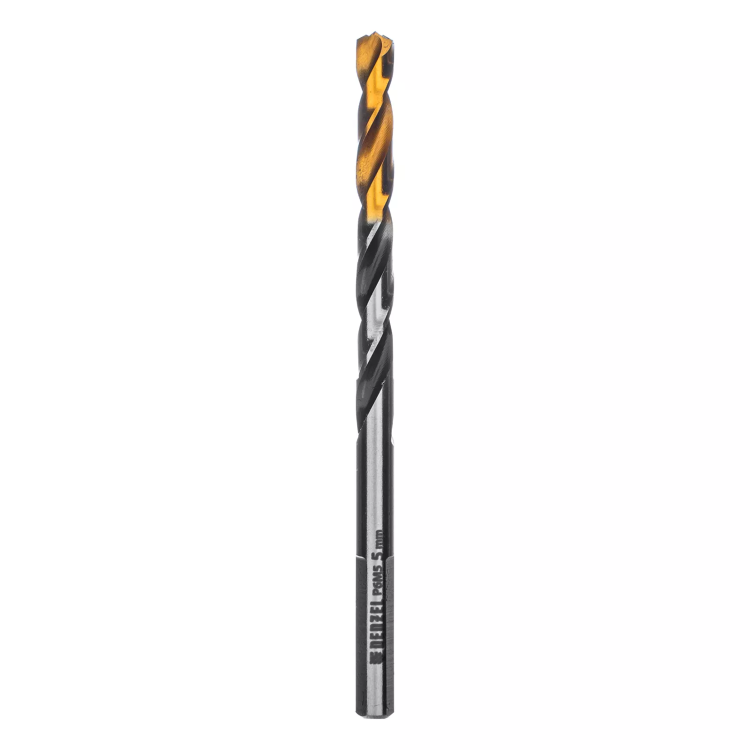 Сверло спиральное по металлу Denzel 5 x 86мм, Р6М5, Golden Tip, многогранная заточка, 718276 купить в Магнитогорске