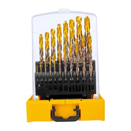 Набор сверл по металлу Denzel 723008, 1-10 мм, Р6М5К8-TiN, Golden Tip, 19 шт купить в Магнитогорске