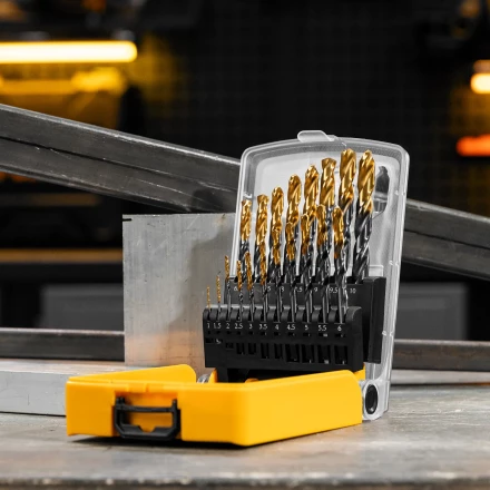 Набор сверл по металлу Denzel 723008, 1-10 мм, Р6М5К8-TiN, Golden Tip, 19 шт купить в Магнитогорске