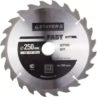 Диск пильный "FAST-Line" по дереву, 250х32мм, 24Т, STAYER 3680-250-32-24