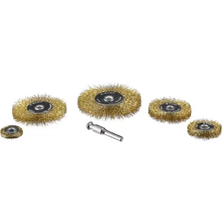 ЗУБР &quot;ПРОФЕССИОНАЛ&quot;. Набор щеток дисковых для дрели, витая стальная латунированная проволока 0,3мм, 5 шт 3521-H5_z02 купить в Магнитогорске