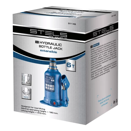 Домкрат гидравлический бутылочный телескопический Stels 51149, 6 т, подъем 180-410 мм 51149 купить в Магнитогорске