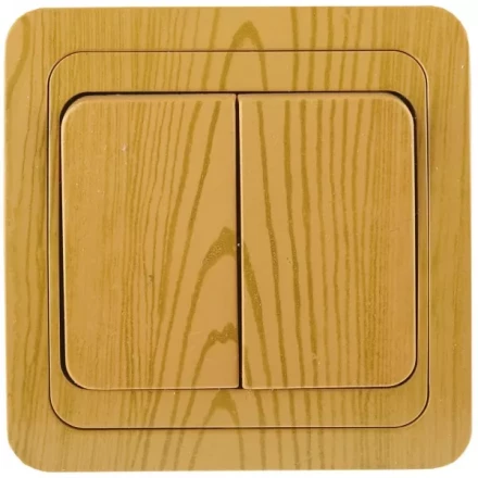 Выключатель СВЕТОЗАР "ГАММА" двухклавишный, цвет ольха, 10A/~250B SV-54134-A купить в Магнитогорске