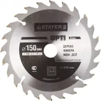 Диск пильный "OPTI-Line" по дереву, 150х20мм, 24Т, STAYER 3681-150-20-24