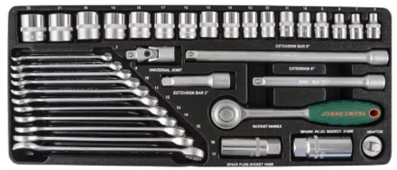 Набор головок торцевых 3/8&quot;DR 6-22мм ключи комбинированные 7-17мм 36предметов Jonnesway S04Н3536S 47394 купить в Магнитогорске