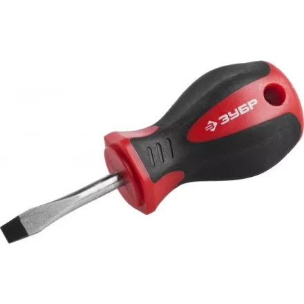 Отвертка ЗУБР &quot;МАСТЕР&quot;, &quot;STUBBY&quot; ( бочка ), Cr-v, эргономичная двухкомпонентная рукоятка, SL4,7x38мм 25061-38-4.7_z02 купить в Магнитогорске