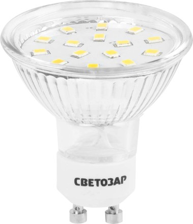 Лампы СВЕТОЗАР светодиодные &quot;LED technology&quot;, цоколь GU10, теплый белый свет (3000К), 220В, 3Вт (25) 44560-25_z01 купить в Магнитогорске