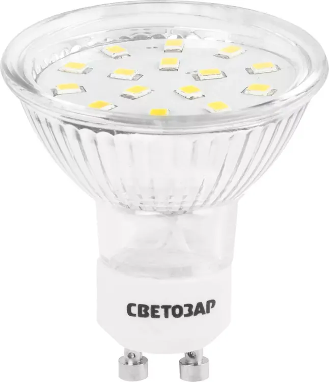 Лампы СВЕТОЗАР светодиодные "LED technology", цоколь GU10, теплый белый свет (3000К), 220В, 3Вт (25) 44560-25_z01 купить в Магнитогорске