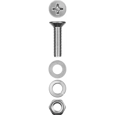Винт (DIN965) в комплекте с гайкой (DIN934), шайбой (DIN125), шайбой пруж. (DIN127), M4 x 30 мм, 18 шт, ЗУБР 303456-04-030 купить в Магнитогорске