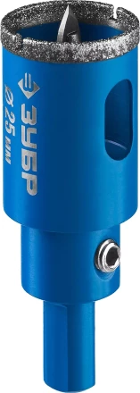 Коронка ЗУБР алмазная в сборе по кафелю, керамике с центрирующим сверлом и имбусовым ключом, зерно 60, 25мм 29850-25 купить в Магнитогорске