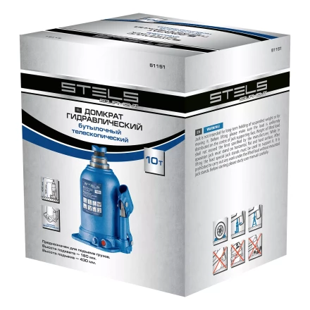 Домкрат гидравлический бутылочный телескопический Stels 51151, 10 т, подъем 180-430 мм купить в Магнитогорске