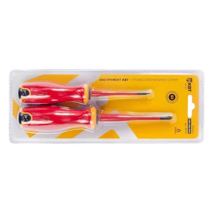 Набор диэлектрических отверток КВТ SLIM VDE НИО-2202 PZ-FL сталь S2, профиль PZ/FL, 2 шт. (88930) купить в Магнитогорске